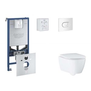 GROHE Rapid SLX Set předstěnové instalace, klozetu, sedátka SoftClose a tlačítka Arena Cosmopolitan, alpská bílá SANI11BB3116 obraz