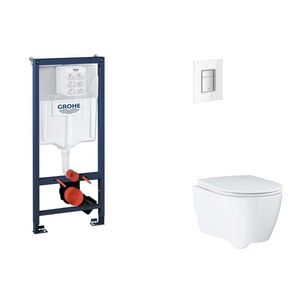 GROHE Rapid SL Set předstěnové instalace, klozetu, sedátka SoftClose a tlačítka Skate Cosmopolitan, Moon White SANI11BB3131 obraz