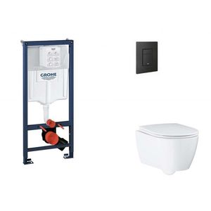 GROHE Rapid SL Set předstěnové instalace, klozetu, sedátka SoftClose a tlačítka Even, phantom black SANI11BB5122 obraz