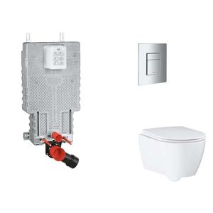 GROHE Uniset Set předstěnové instalace, klozetu, sedátka SoftClose a tlačítka Skate Cosmopolitan, chrom SANI15BB2110 obraz