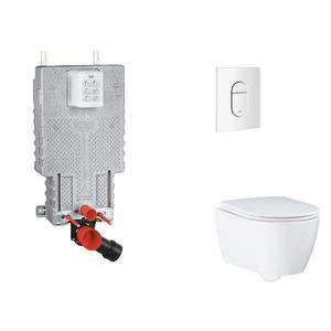 GROHE Uniset Set předstěnové instalace, klozetu, sedátka SoftClose a tlačítka Arena Cosmopolitan, alpská bílá SANI15BB3114 obraz