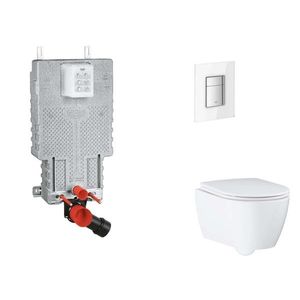 GROHE Uniset Set předstěnové instalace, klozetu, sedátka SoftClose a tlačítka Skate Cosmopolitan, Moon White SANI15BB3115 obraz