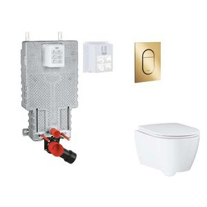 GROHE Uniset Set předstěnové instalace, klozetu, sedátka SoftClose a tlačítka Arena Cosmopolitan S, Cool Sunrise SANI15BB4120 obraz