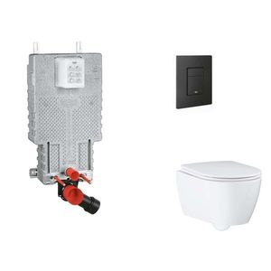 GROHE Uniset Set předstěnové instalace, klozetu, sedátka SoftClose a tlačítka Even, phantom black SANI15BB5110 obraz