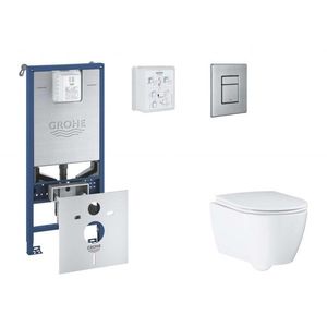 GROHE Rapid SLX Set předstěnové instalace, klozetu, sedátka SoftClose a tlačítka Skate Cosmopolitan, kartáčovaná nerezová ocel SANI11BB2112 obraz