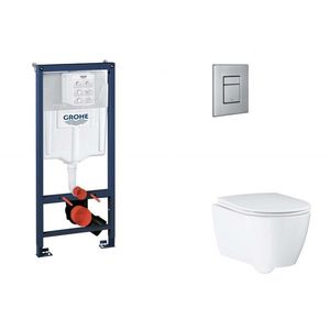 GROHE Rapid SL Set předstěnové instalace, klozetu, sedátka SoftClose a tlačítka Skate Cosmopolitan, kartáčovaná nerezová ocel SANI11BB2124 obraz