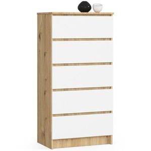 Ak furniture Komoda Kuba 60 cm - 5 šuplíků dub artisan/bílá obraz