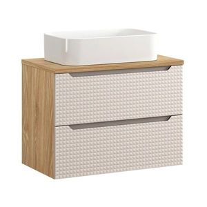 Comad Závěsná skříňka Luxor Beige Kati s deskou a umyvadlem 80 cm béžová/dub olejovaný obraz