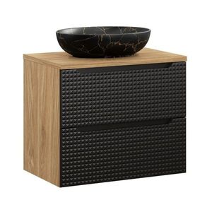 Comad Závěsná skříňka Luxor Black Mona s deskou a umyvadlem 70 cm černá/dub olejovaný obraz