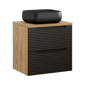 Comad Závěsná skříňka Luxor Black Nika s deskou a umyvadlem 60 cm černá/dub olejovaný obraz