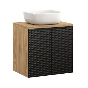 Comad Závěsná skříňka Luxor Black Smile II s deskou a umyvadlem 60 cm černá/dub olejovaný obraz