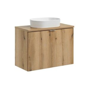 Comad Závěsná skříňka Nova Oak Beyond II s deskou a umyvadlem 80 cm dub coast evoke obraz