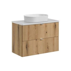 Comad Závěsná skříňka Nova Oak Beyond s deskou a umyvadlem 80 cm dub coast evoke/bílá obraz