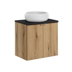 Comad Závěsná skříňka Nova Oak Wiki II s deskou a umyvadlem 60 cm dub evoke/černá obraz