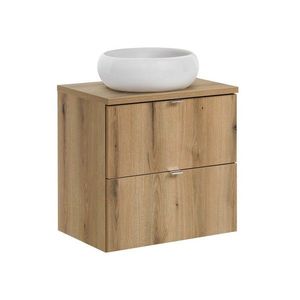 Comad Závěsná skříňka Nova Oak Wiki s deskou a umyvadlem 60 cm dub evoke obraz