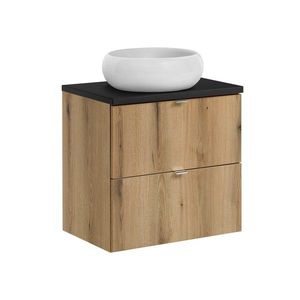 Comad Závěsná skříňka Nova Oak Wiki s deskou a umyvadlem 60 cm dub evoke/černá obraz