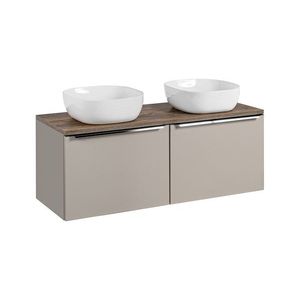 Comad Závěsná skříňka SantaFe Smile s deskou a umyvadly 120 cm taupe/dub santa fe vintage obraz