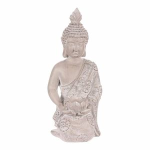 Dekorace soška Buddha klečící, šedá, polyresin, 25 x 24 x 57 cm obraz