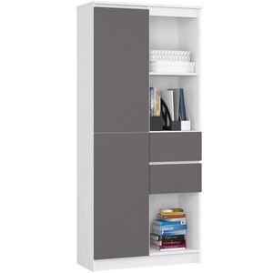 Ak furniture Knihovna R 80 cm CLP R15 bílá/grafitová obraz