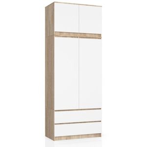 Ak furniture Šatní skříň s nástavcem Star 90 cm dub sonoma/bílá obraz