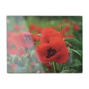 Mondex Skleněné krájecí prkénko Aria POPPY 30x40 cm červené obraz