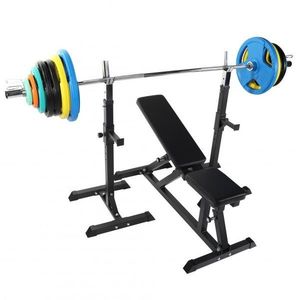 Gorilla Sports Posilovací lavice + nakládací set 127, 5 kg obraz