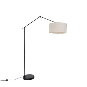 Stojací lampa černá se stínidlem světle šedá 50 cm nastavitelná - Redaktor obraz