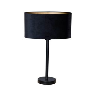 Stolní lampa černá s oválným sametovým stínítkem černým 35 cm - Simplo obraz