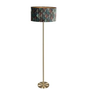 Stojací lampa mosazná s oválným sametovým stínidlem s designem listů 50 cm - Simplo obraz