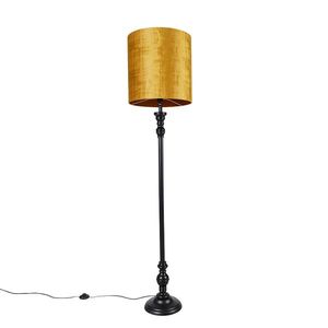 Stojací lampa černá se zlatým odstínem látky 40 cm - Classico obraz