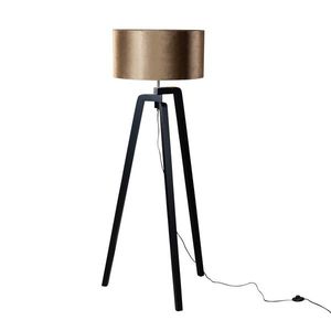 Stojací lampa černá ssametovým stínidlem bronz 50 cm - Puros obraz