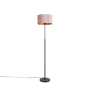 Stojací lampa černá s velurovým odstínem růžová se zlatem 35 cm - Parte obraz