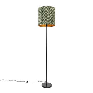 Stojací lampa černý odstín páv design zlato uvnitř 40 cm - Simplo obraz