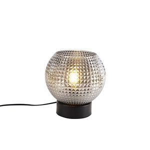 Art deco stolní lampa černá s kouřovým sklem - Sphere obraz