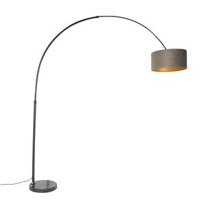 Oblouková lampa černá sametový odstín taupe se zlatem 50 cm - XXL obraz