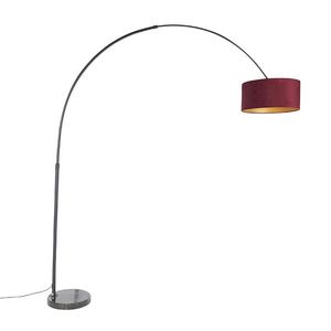 Oblouková lampa černá sametový stínidlo červené se zlatem 50 cm - XXL obraz