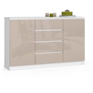 Ak furniture Komoda Kryštof 160 cm 2 skříňky a 4 šuplíky bílá/cappuccino obraz