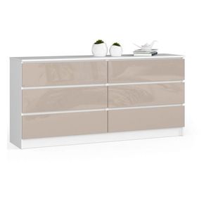 Ak furniture Komoda Kuba 160 cm 6 šuplíků bílá/cappuccino obraz