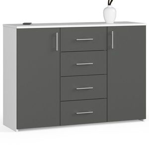 Ak furniture Komoda TORVI K 110 cm matná bílá/matná grafitově šedá obraz