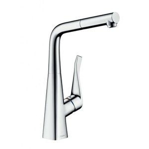 HANSGROHE Metris New Dřezová baterie s výsuvnou koncovkou, chrom 14821000 obraz