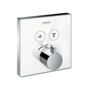 HANSGROHE Shower Select Glass Termostatická baterie pod omítku pro 2 spotřebiče, bílá/chrom 15738400 obraz