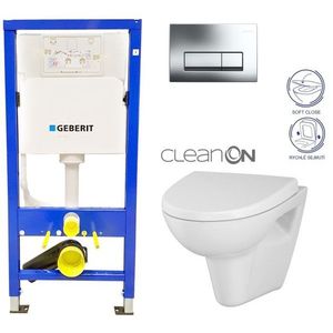 GEBERIT DuofixBasic s chromovým tlačítkem DELTA51 + WC CERSANIT CLEANON PARVA + SEDÁTKO 458.103.00.1 PA1 obraz