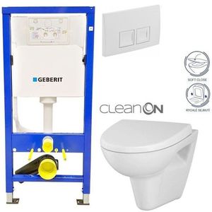 GEBERIT DuofixBasic s bílým tlačítkem DELTA50 + WC CERSANIT CLEANON PARVA + SEDÁTKO 458.103.00.1 50BI PA1 obraz