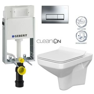 GEBERIT KOMBIFIXBasic vč. chromového tlačítka DELTA 51 + WC CERSANIT CLEANON COMO + SEDÁTKO 110.100.00.1 51CR CO1 obraz