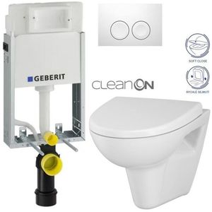 GEBERIT KOMBIFIXBasic vč. bílého tlačítka DELTA 21 + WC CERSANIT CLEANON PARVA + SEDÁTKO 110.100.00.1 21BI PA1 obraz