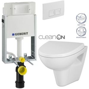 GEBERIT KOMBIFIXBasic vč. bílého tlačítka DELTA 50 + WC CERSANIT CLEANON PARVA + SEDÁTKO 110.100.00.1 50BI PA1 obraz