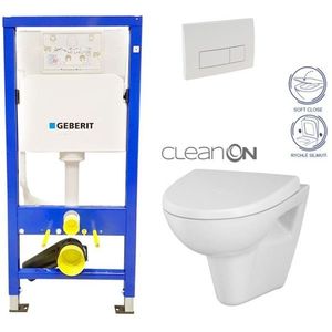 GEBERIT DuofixBasic s bílým tlačítkem DELTA51 + WC CERSANIT CLEANON PARVA + SEDÁTKO 458.103.00.1 51BI PA1 obraz