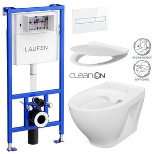 LAUFEN Rámový podomítkový modul CW1 SET s bílým tlačítkem + WC CERSANIT CLEANON MODUO + SEDÁTKO H8946600000001BI MO1 obraz