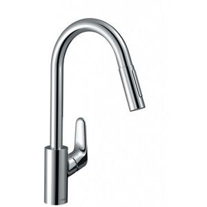 HANSGROHE Focus M41 Dřezová baterie Focus s výsuvnou sprškou, EcoSmart, chrom 31833000 obraz