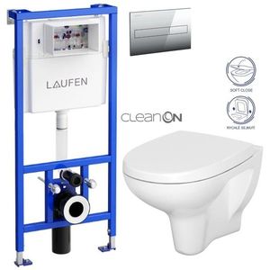 LAUFEN Rámový podomítkový modul CW1 SET s chromovým tlačítkem + WC CERSANIT ARTECO CLEANON + SEDÁTKO H8946600000001CR AT1 obraz